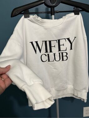 Kirklands White Wifey Club Pullover Sweatshirt